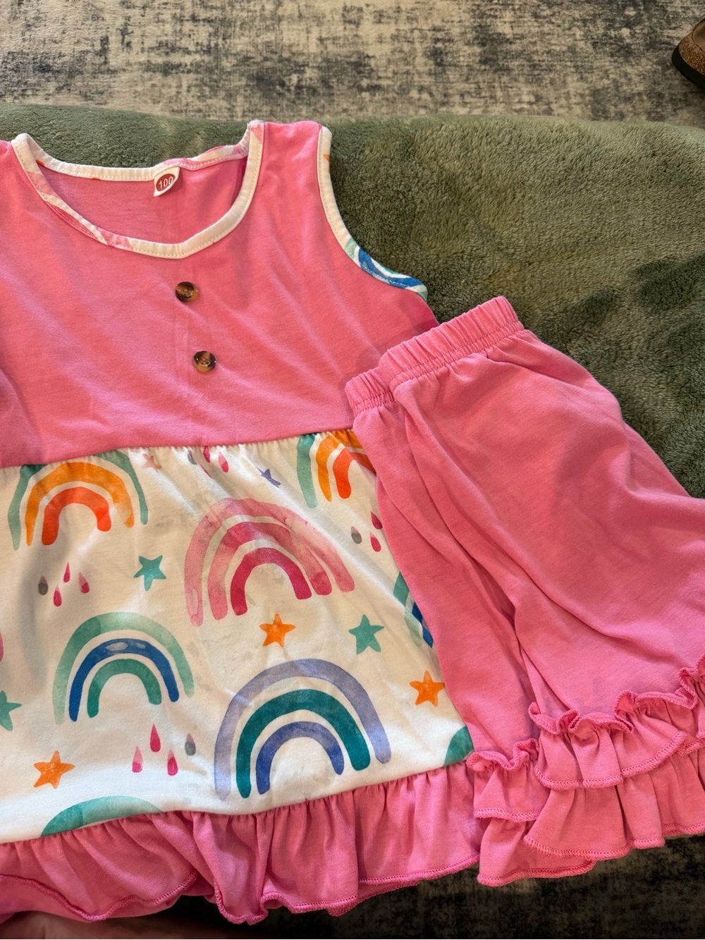 Girls' Pink Rainbow Two-Piece Set